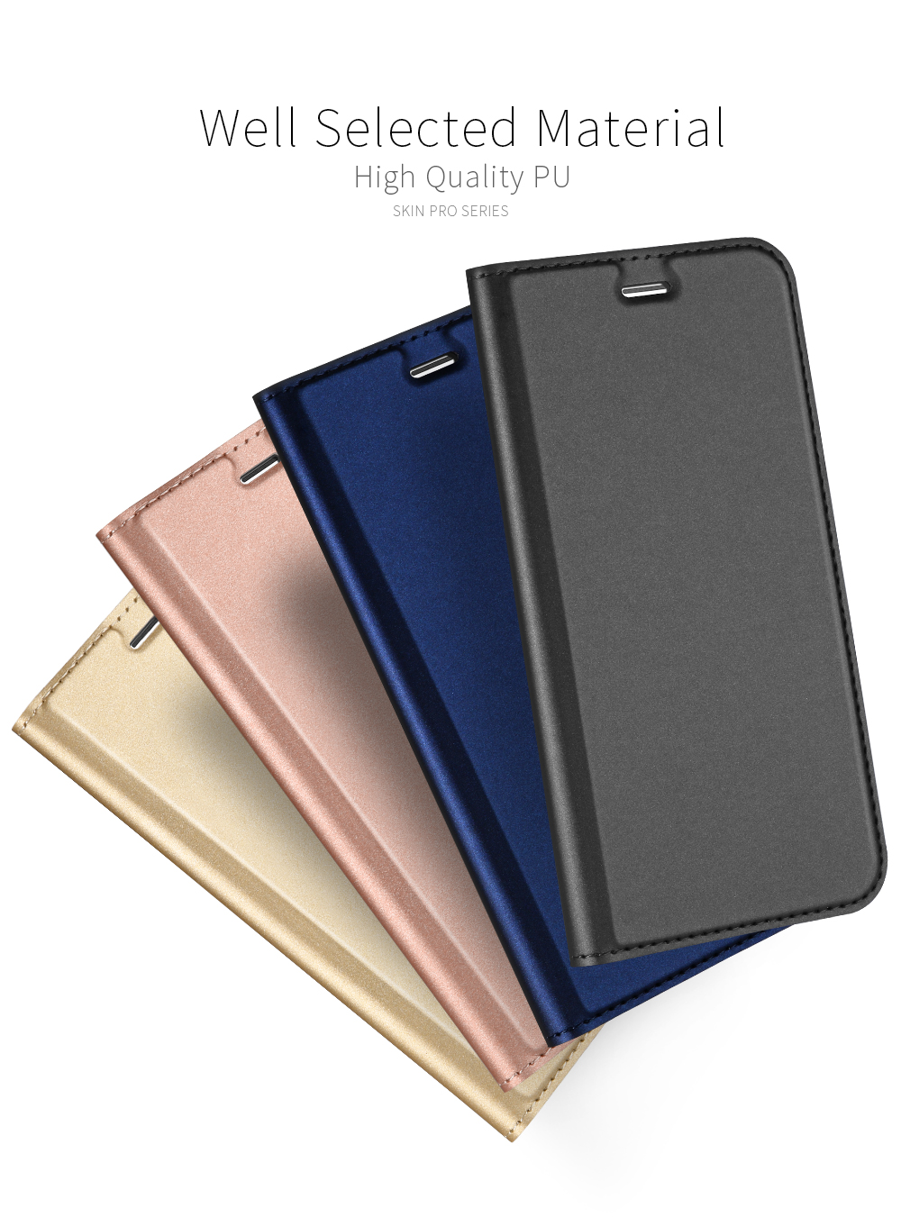 Couverture de Téléphone en Cuir PU en Cuir Dux Ducis Skin Pro Series Pour L'iphone SE (2e Génération) / SE (3e Génération) / SE (2022) - le Noir