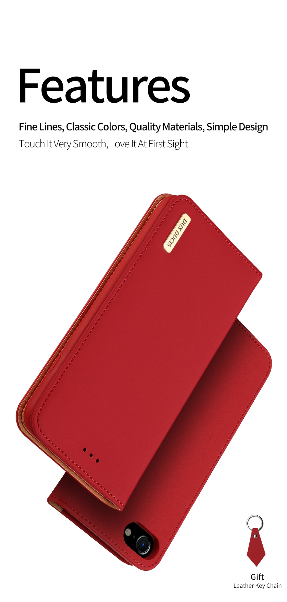 Dux Ducis Wish -serie Für Iphone SE (2020)/(2022) Brieftaschen -wallet -ständer Mit Echter Lederabdeckung (CNAS/CMA -zertifiziert) - Schwarz