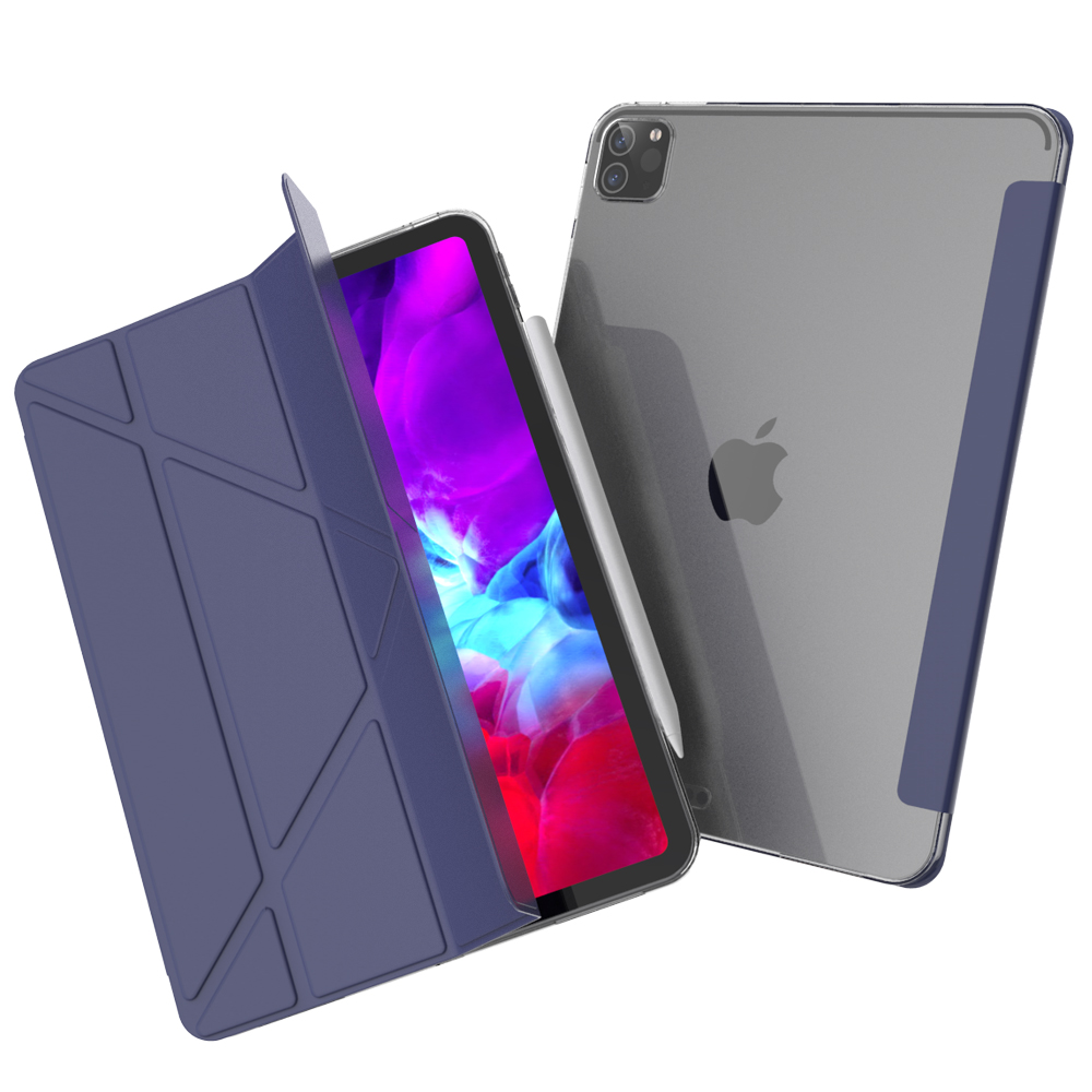 Absorption Magnétique Origami Smart TPU Couvrette de Tablette en Cuir Pour Ipad Pro 12,9 Pouces (2020) - le Noir