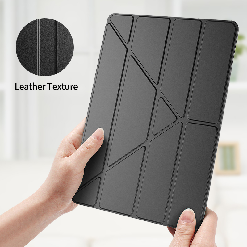 Absorción Magnética Origami Smart TPU Cuero Cubierta de Tableta Para Ipad Pro 12.9 Pulgadas (2020) - Negro