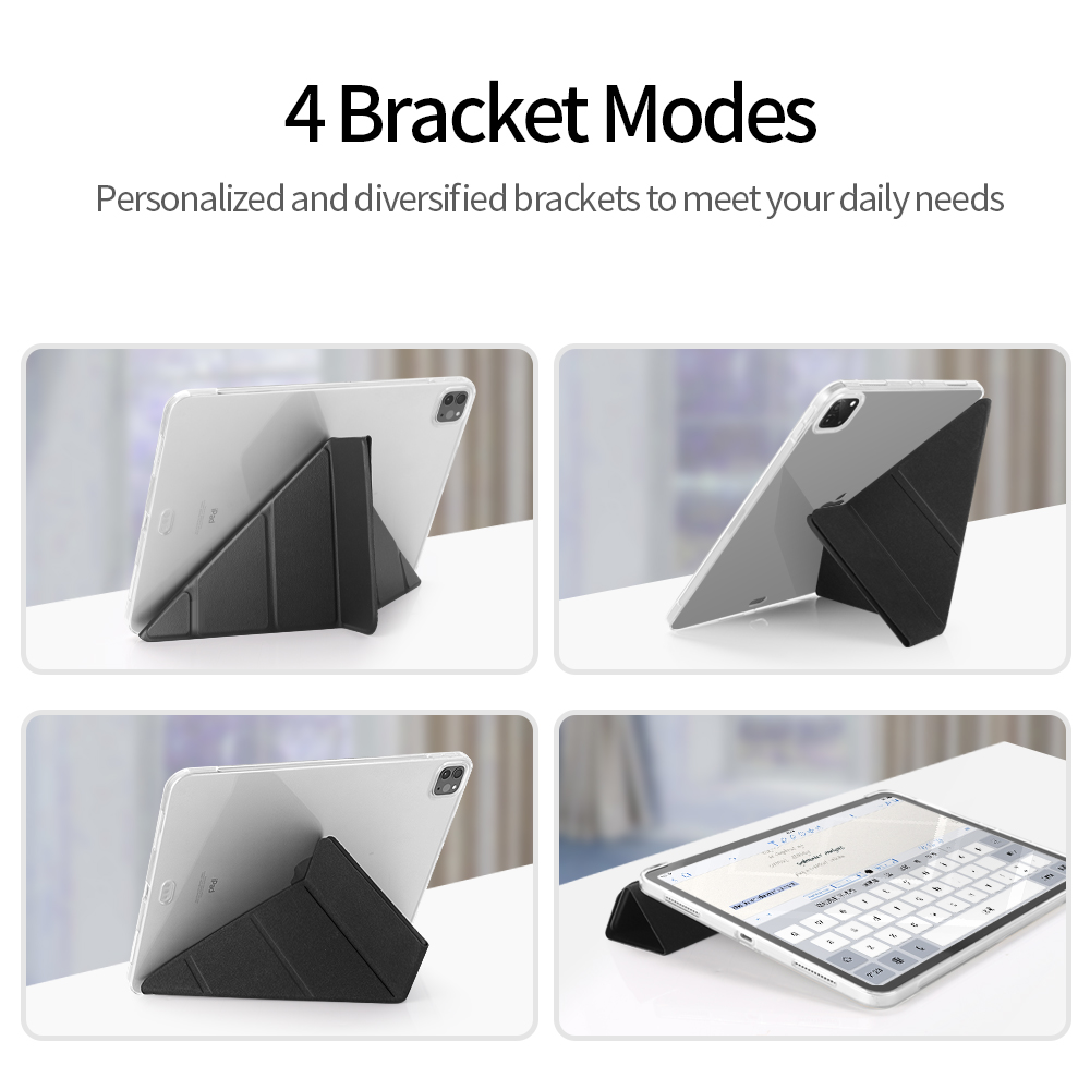 Magnetische Absorption Origami Smart TPU Leder-hülle Tablet-abdeckung Für Ipad Pro 12,9 Zoll (2020) - Schwarz