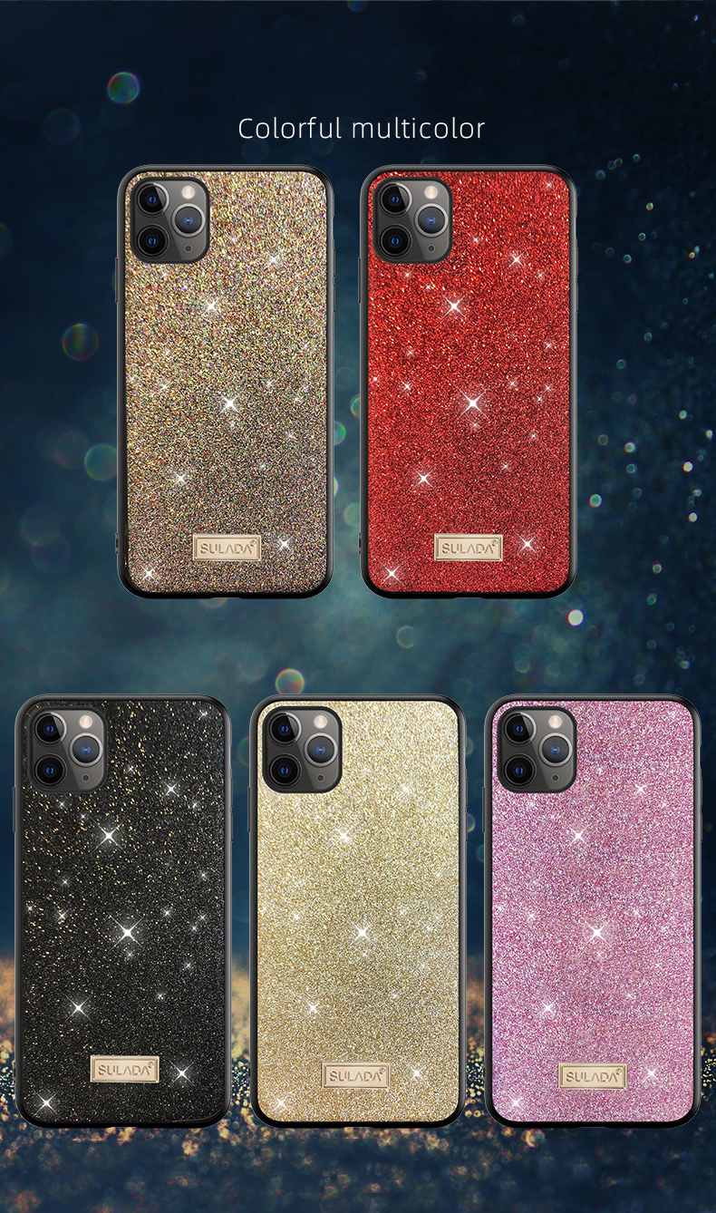 Sulada Deslumbrante Brillante De Cuero De La Superficie Con Recubrimiento De Cuero TPU Para IPhone 11 Pro Max 6.5 Pulgadas - Multicolor