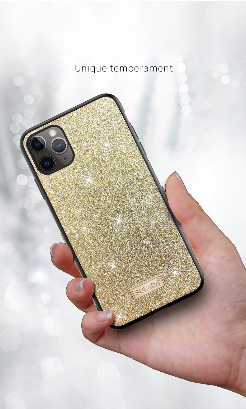 Sulada Schillernde Glitzernde Oberfläche Leder Beschichtete TPU-Back-Hülle Für IPhone 11 Pro Max. 6.5 Zoll - Rot