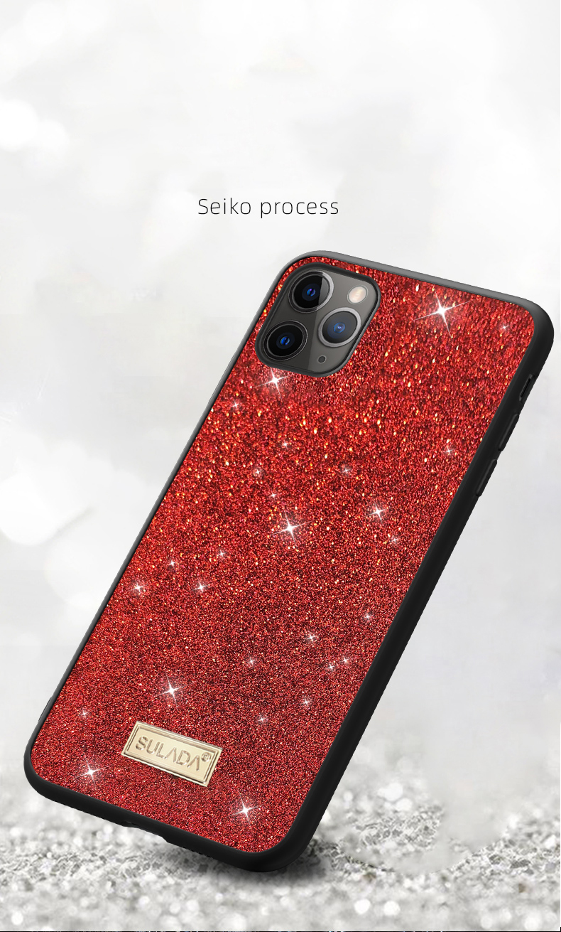 Sulada Schillernde Glitzernde Oberfläche Leder Beschichtete TPU-Back-Hülle Für IPhone 11 Pro Max. 6.5 Zoll - Rot