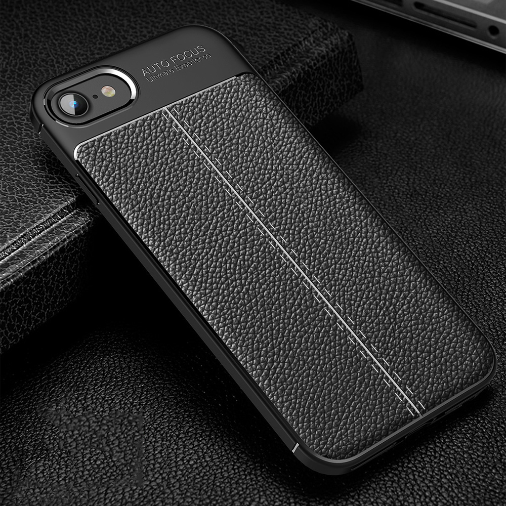 Litchi Textur TPU -cover Für Iphone SE (2022)/SE (2020)/8/7 - Dunkelblau