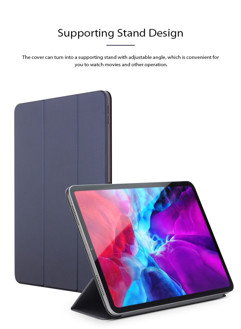 Qialino Für IPad Pro 11-Zoll (2020) / 2018) Tri-Fold-Ständer Magnetische Absorption PU-Leder-Tablet-Gehäuseabdeckung - Schwarz