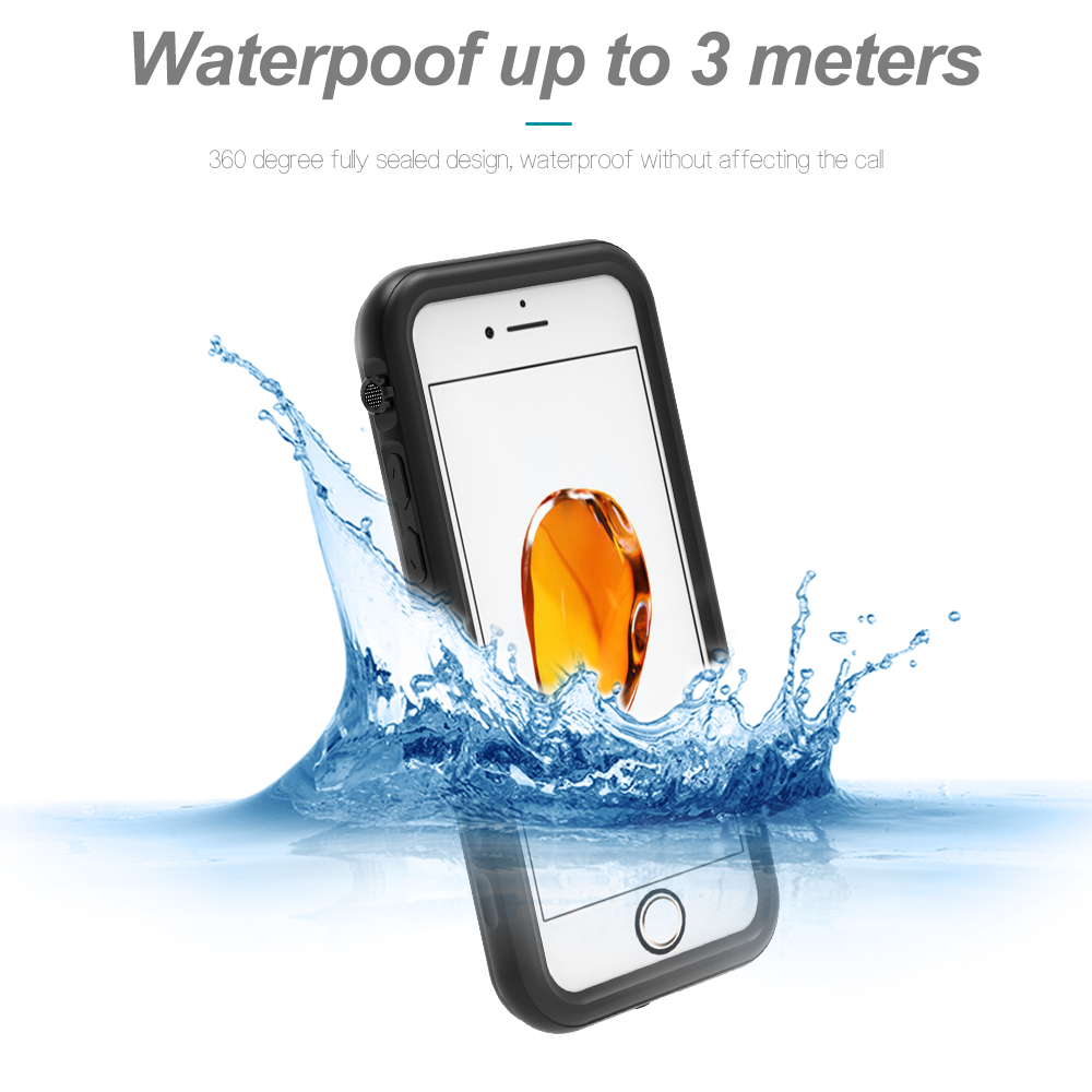 IP68 Wasserdichte Hülle Drop-proof-staubdestfestes Telefonabdeckung Für Iphone SE (2022)/SE (2020)/8/7 4,7 Zoll - Schwarz