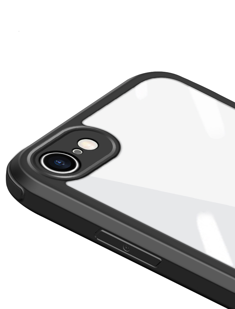 Copertina di Vetro Temperato a Doppio Lato + TPU Per Iphone SE (2020)/SE (2022)/8/7 - Nero