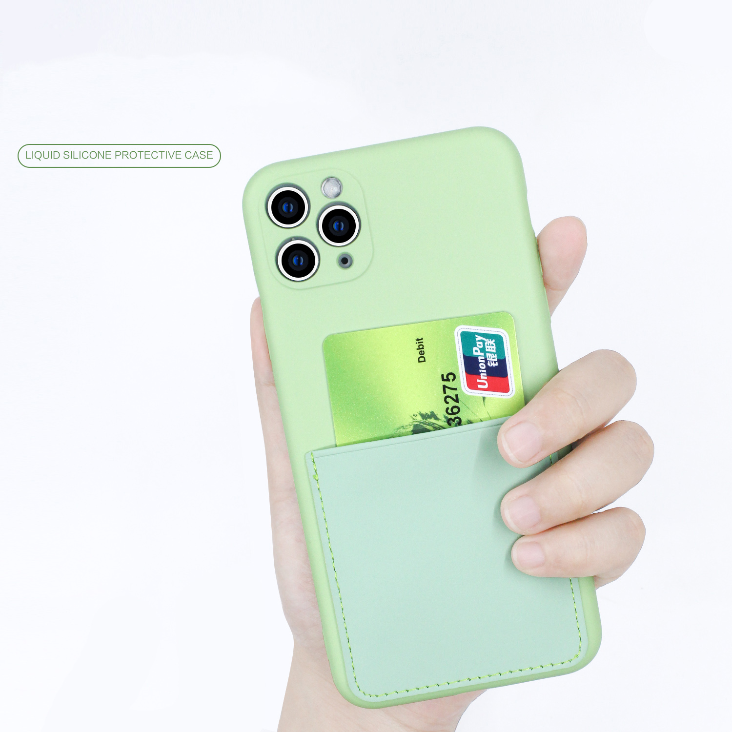 Custodia Per Telefono TPU Morbido Con Slot Per Schede in Pelle PU Per Iphone 11 Pro da 5,8 Pollici - Verde Chiaro