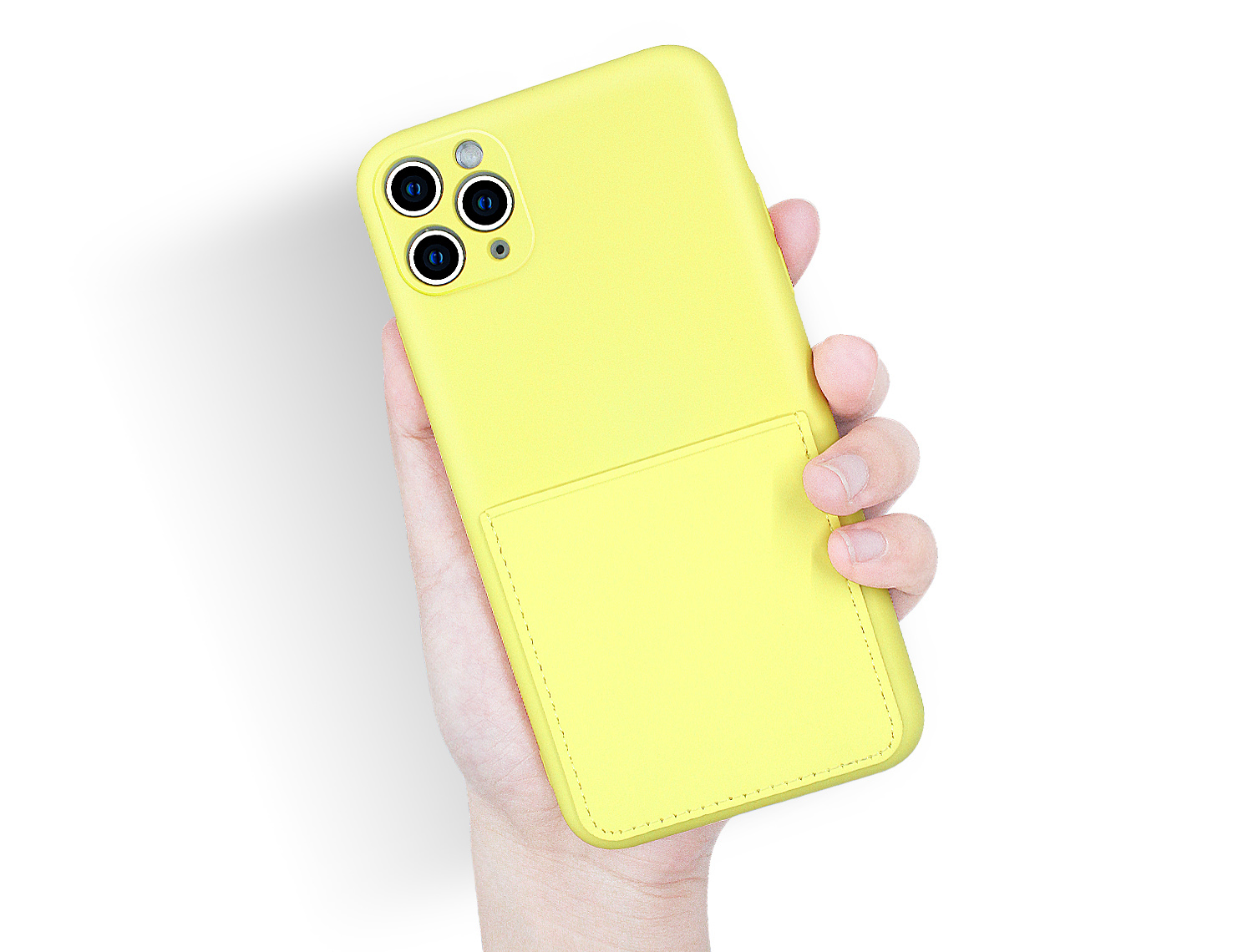 Teléfono De Silicona Suave Cubierta Protectora Con Ranura Para Tarjeta Para IPhone 11 Pro Max 6,5 Pulgadas - Amarillo