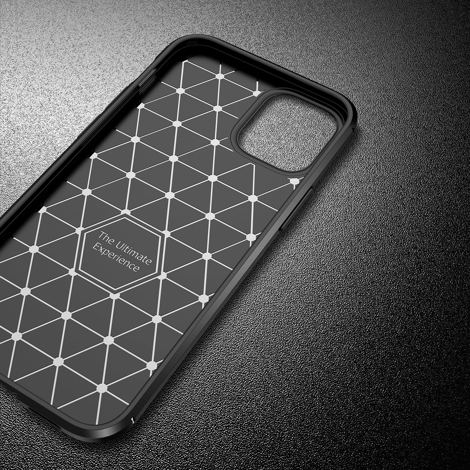 Drop de Textura de Fibra de Carbono Resistente a la Caída Case de Retroceso Para Iphone 12 - Negro