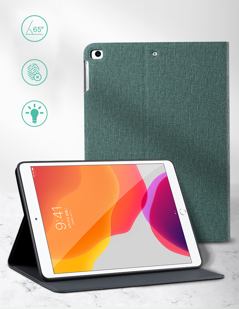 X-level Canvas Series Stoff Textur Leder Tablet Cover Für Ipad 10.2 (2021)/(2020)/(2019)/Air 10.5 Zoll (2019) - Braun