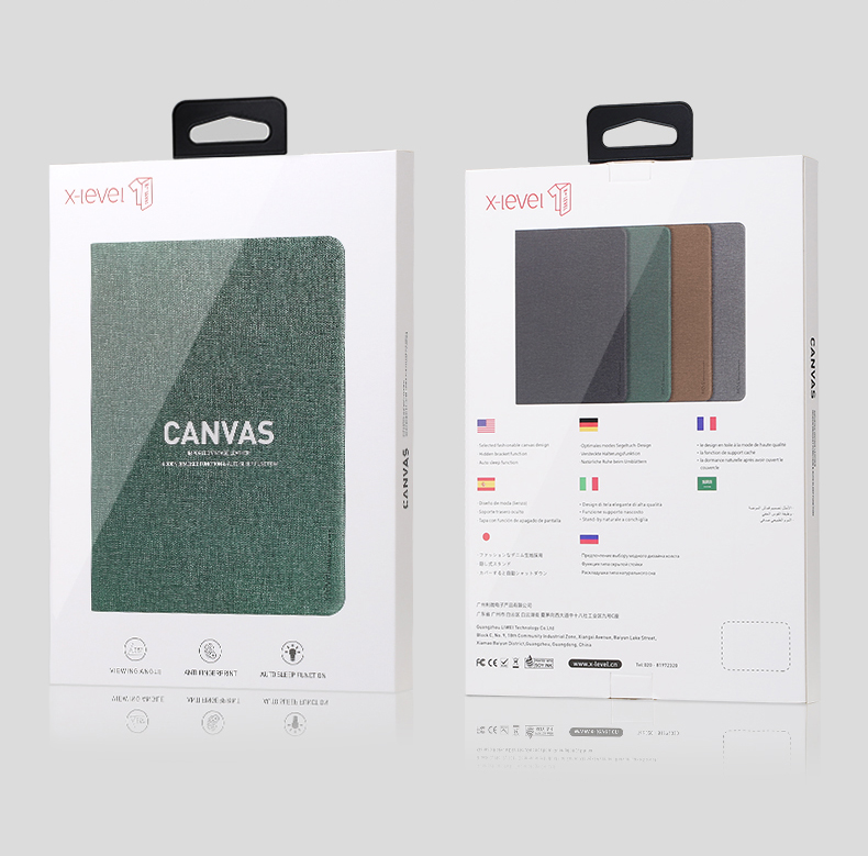 X-level Canvas Series Stoff Textur Leder Tablet Cover Für Ipad 10.2 (2021)/(2020)/(2019)/Air 10.5 Zoll (2019) - Braun