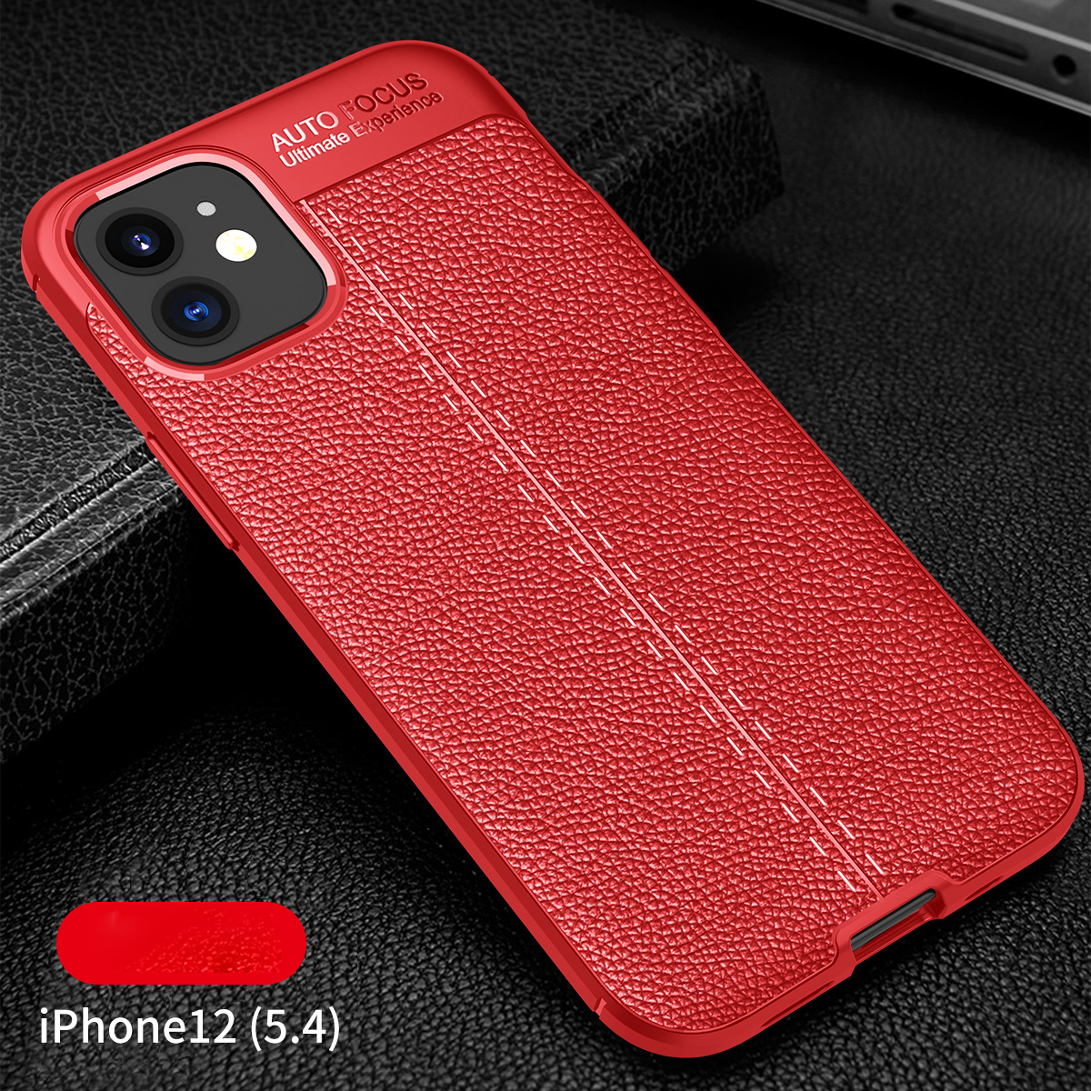 Litchi Texture TPU Teleph Shell Para Iphone 12 Mini 5.4 Pulgadas - Negro