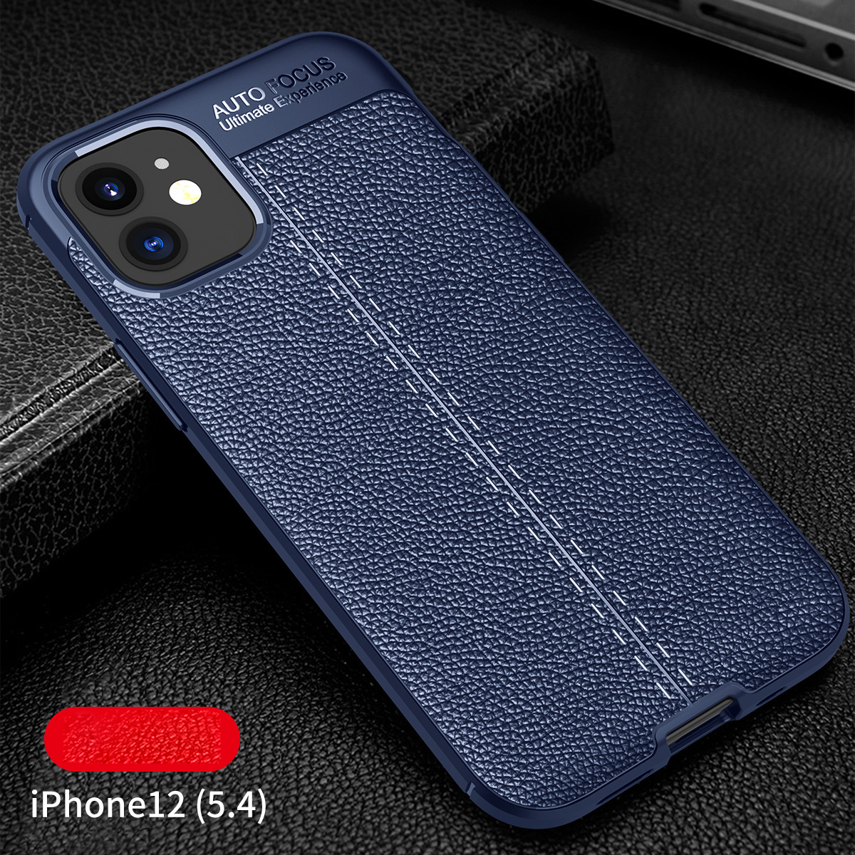 Litchi Texture Tpu Shell Для Iphone 12 Mini 5,4 Дюйма - Черный