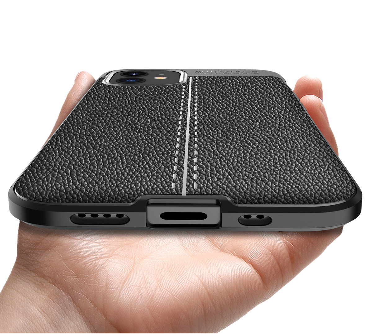 Shell Del Telefono TPU di Texture Litchi Per Iphone 12 Mini 5,4 Pollici - Nero