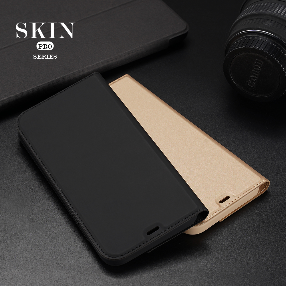 Dux DUCIS Skin Pro Series Texture Lisse PU le Cuir Stand Flip Folio Cover Avec Fente de Carte Pour Iphone 12 Pro 6.1 Pouces - le Noir