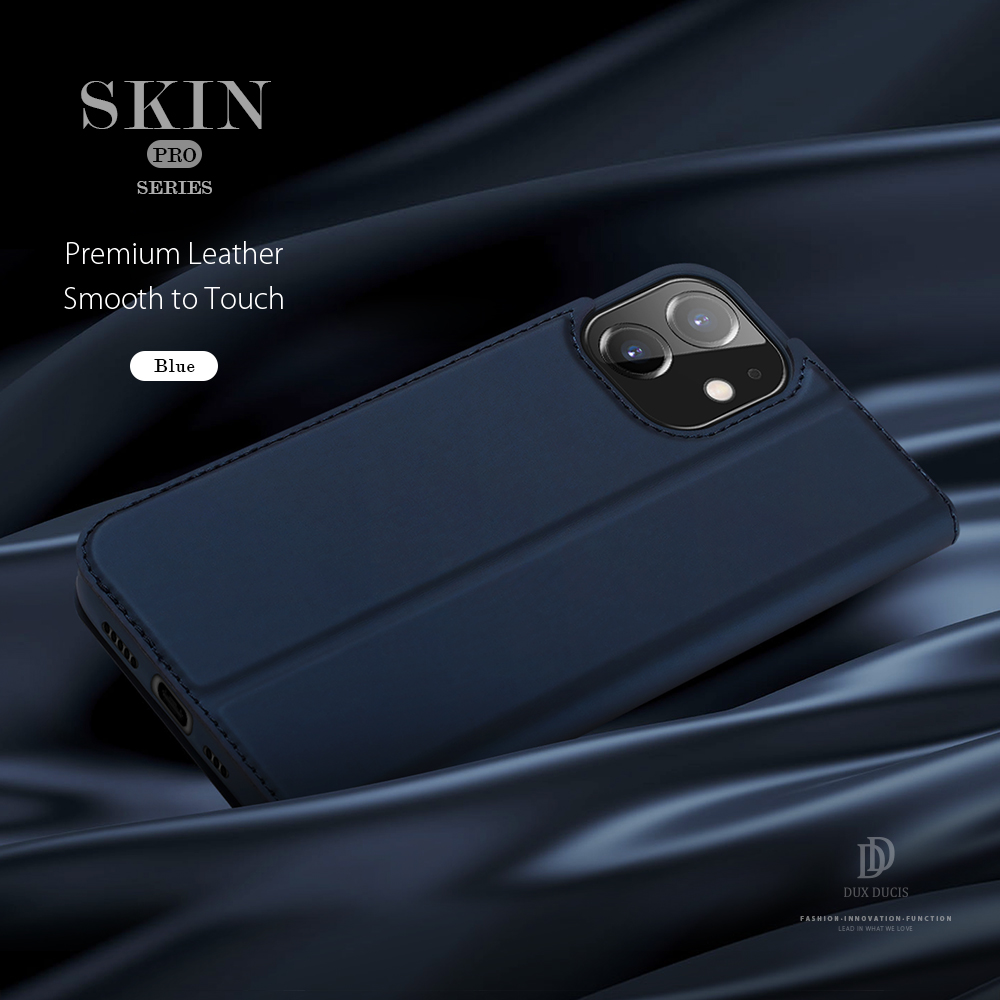 Dux Ducis Skin Pro Series Smooth Texture PU Coperchio Flip Flip Folio Con Slot Per Iphone 12 Pro 6,1 Pollici - Nero