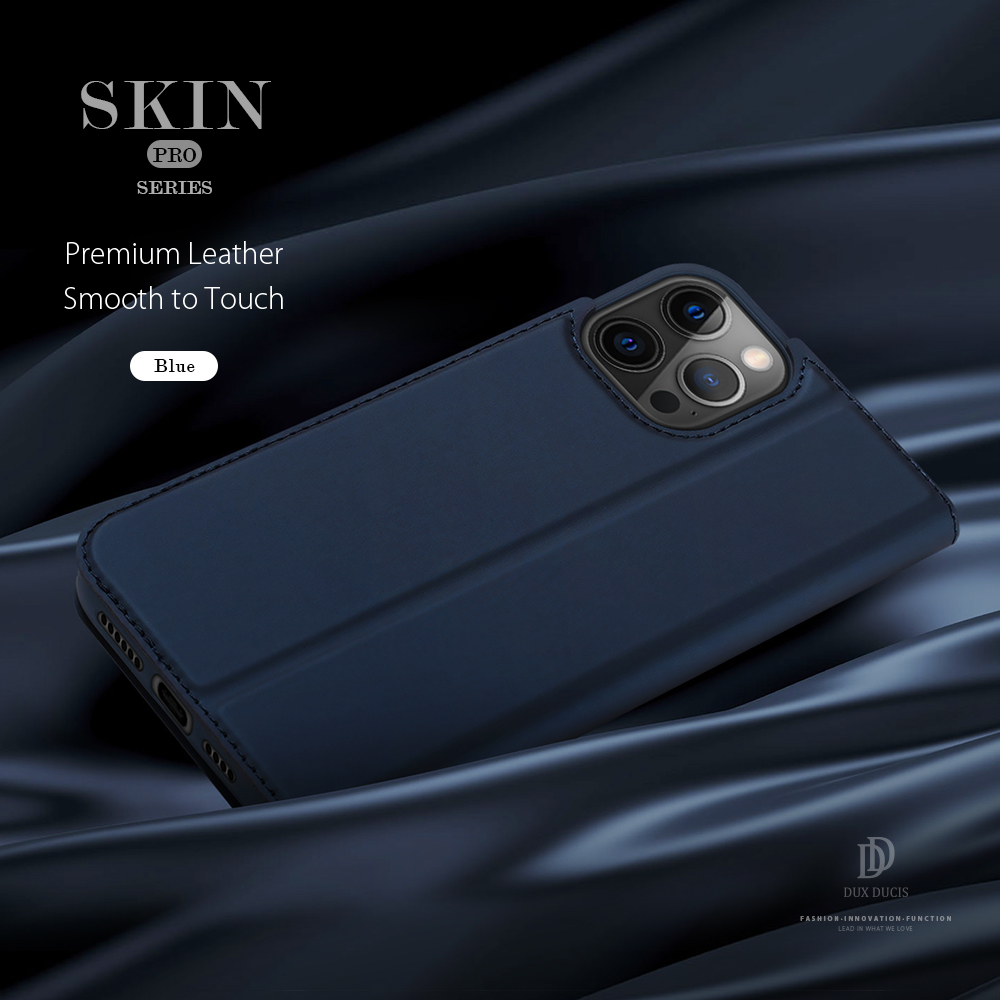 Dux Ducis Skin Pro Series Skin-Touch Texture Card Slot Lederschale Für Iphone 12 Pro Max 6,7 Zoll - Schwarz