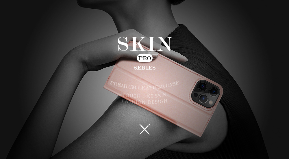 Dux Ducis Skin Pro Series Skin-Touch Texture Card Slot Lederschale Für Iphone 12 Pro Max 6,7 Zoll - Schwarz