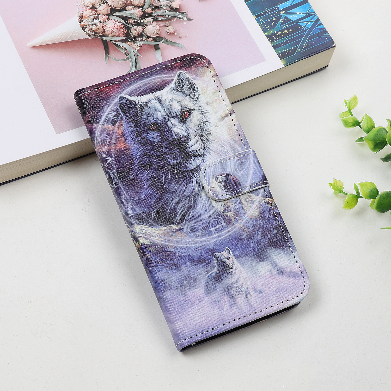 Druckstil Cross -skin -leder -schutzabdeckung Mit Riemen Für Iphone 12 Pro 6,1 Zoll - Katze