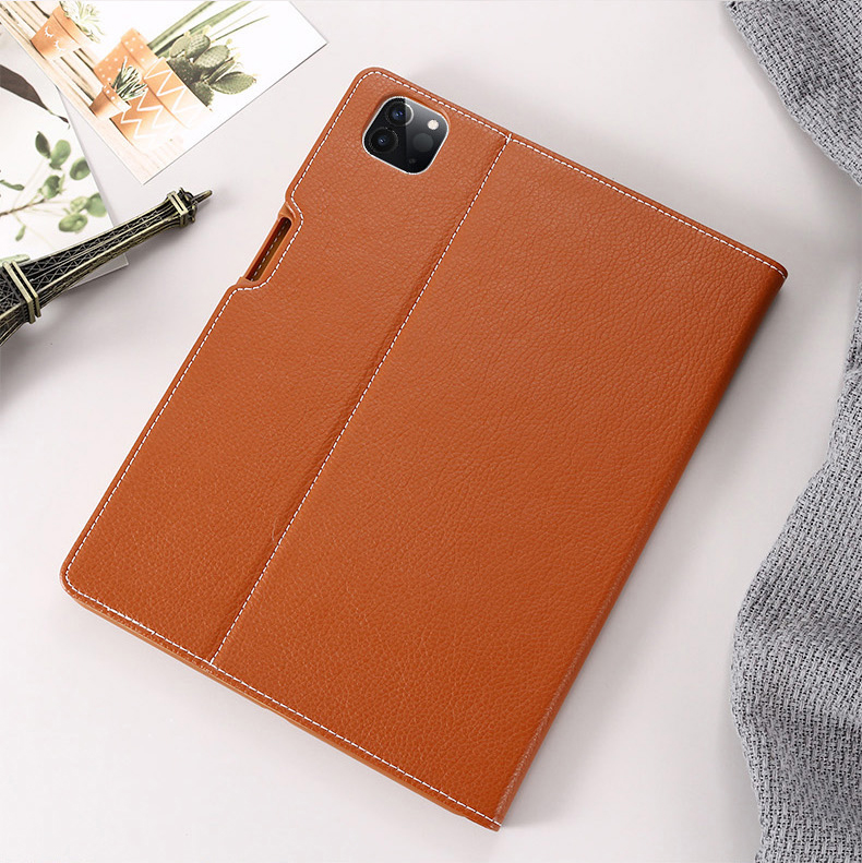 Gibei Litchi Texture cu Leather + TPU Планшета Защитная Обложка Для Ipad Pro 11-дюймовый (2020) - Черный