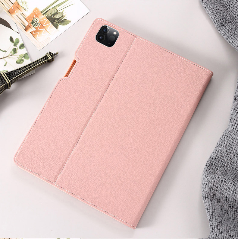 Gibei Litchi Texture cu Leather + TPU Планшета Защитная Обложка Для Ipad Pro 11-дюймовый (2020) - Черный