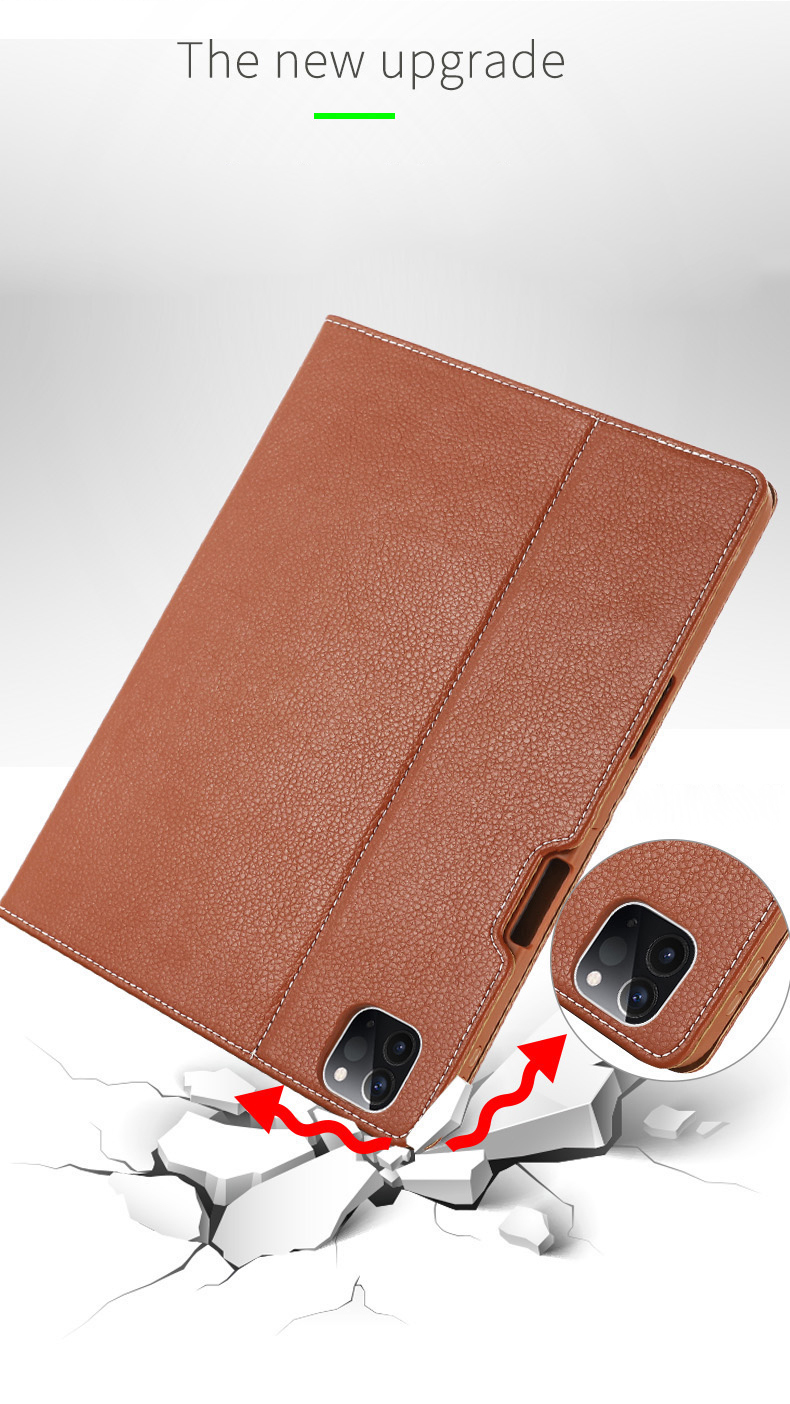 Gibei Litchi Texture cu Leather + TPU Планшета Защитная Обложка Для Ipad Pro 11-дюймовый (2020) - Черный