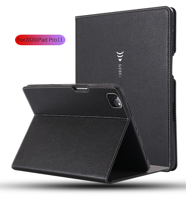 Gibei Litchi Texture PU Leather + TPU TPU Cubierta Protectora Para Ipad Pro 11 Pulgadas (2020) - Negro