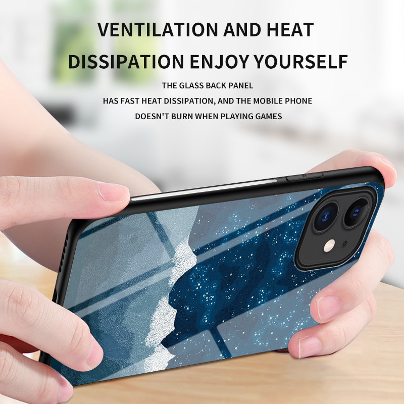 Custodia In Vetro Temperato Con Motivo Starry Sky + PC + Custodia Combo TPU Per IPhone 12 Mini - Meteora