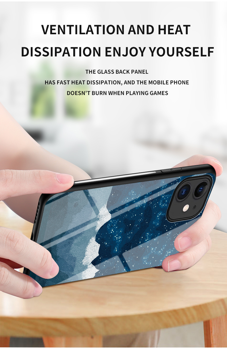 Vidrio Templado De Patrón De Cielo Estrellado + PC + TPU Combo Funda Back Para IPhone 12 Mini - Meteorito