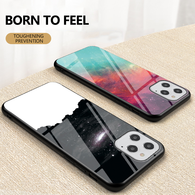 Verre Trempé STARRY SKY + Coque Hybride PC + TPU Protection Pour IPhone 12 PRO / 12 - Ciel Étoilé Bleu