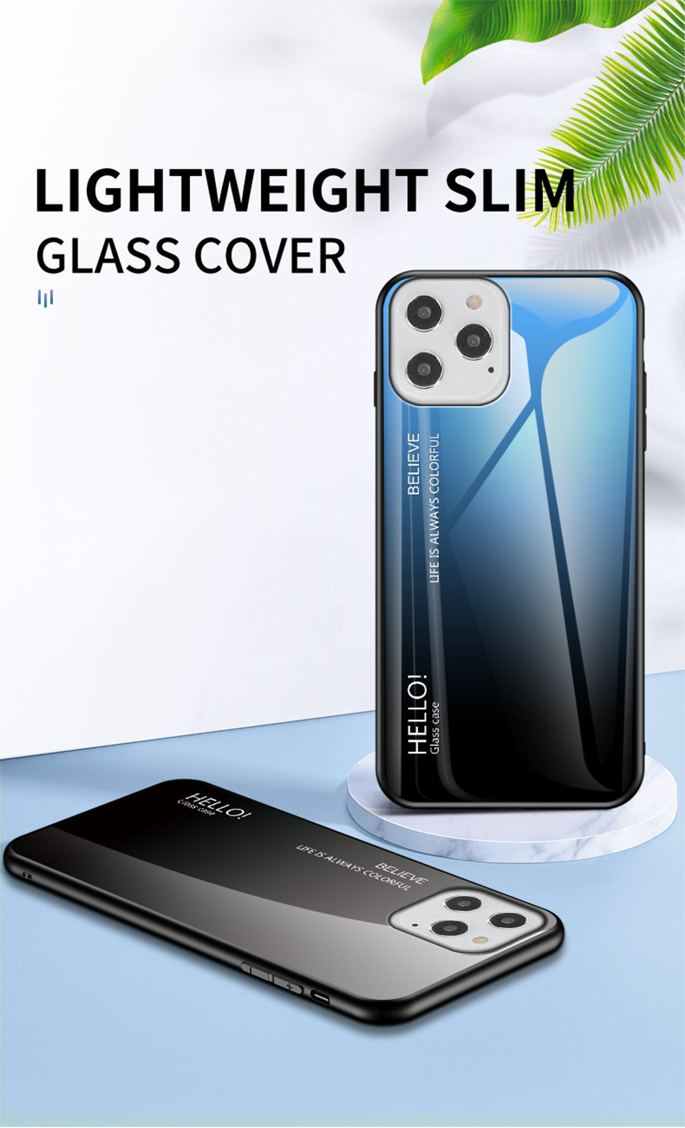 Gefällt Mir Gradientenfarbenem Glas + PC + TPU -shell Für Iphone 12 Pro/12 - Schwarz