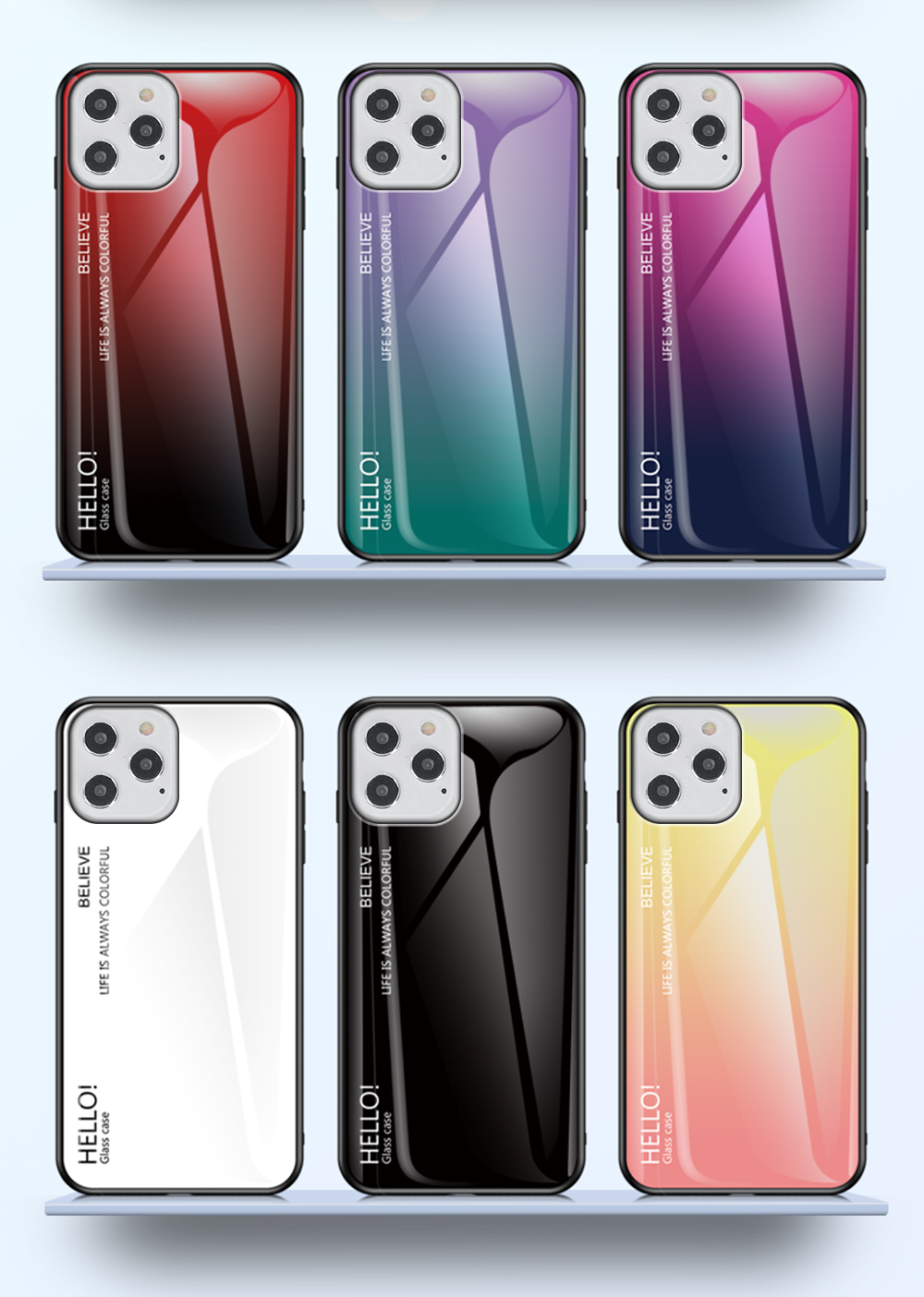 Verre Trempée du Gradient + Shell PC + TPU Pour Iphone 12 Pro / 12 - le Noir