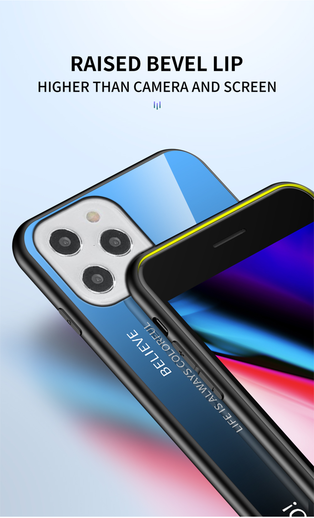 Gefällt Mir Gradientenfarbenem Glas + PC + TPU -shell Für Iphone 12 Pro/12 - Violett / Blau