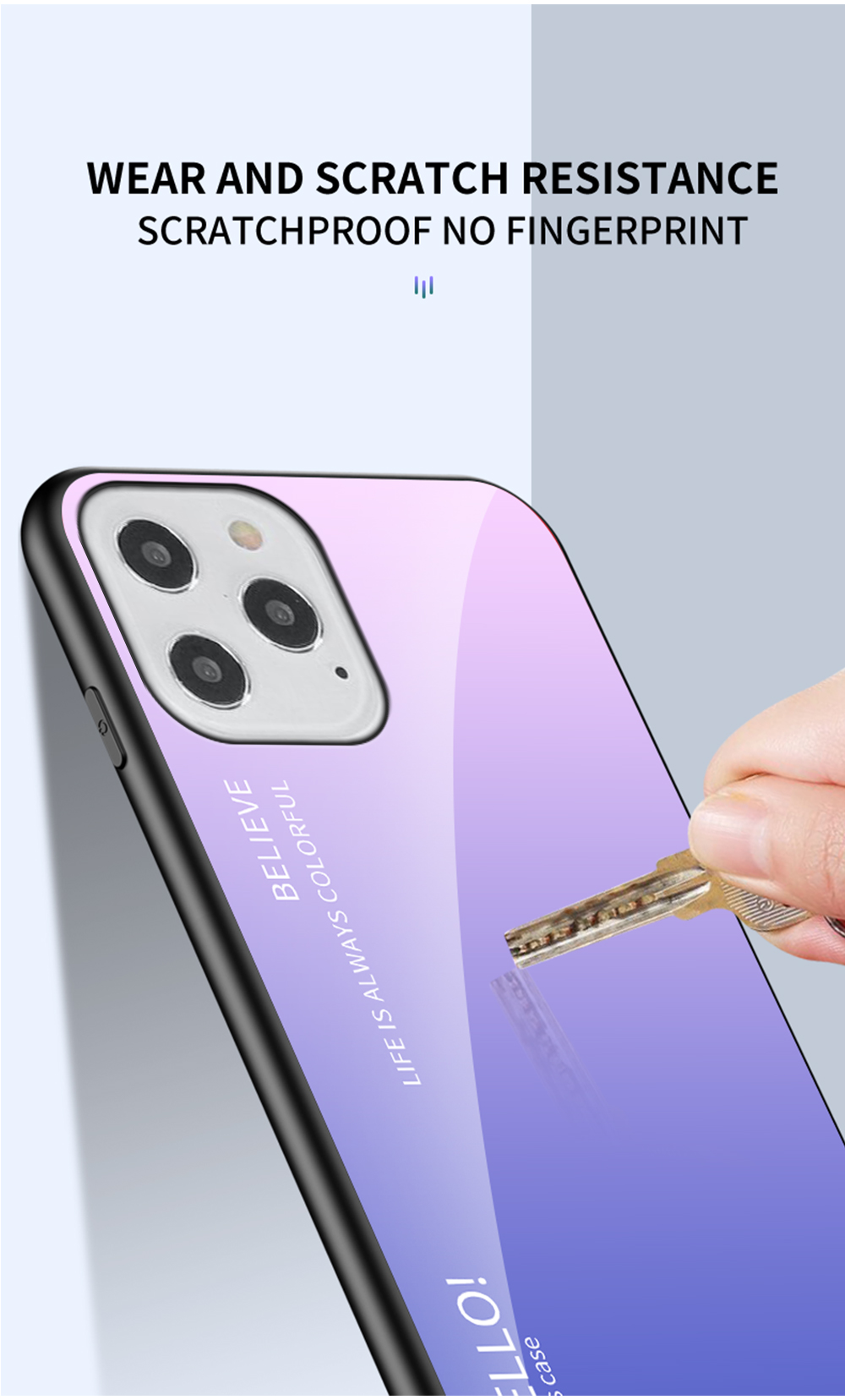 Gefällt Mir Gradientenfarbenem Glas + PC + TPU -shell Für Iphone 12 Pro/12 - Violett / Blau