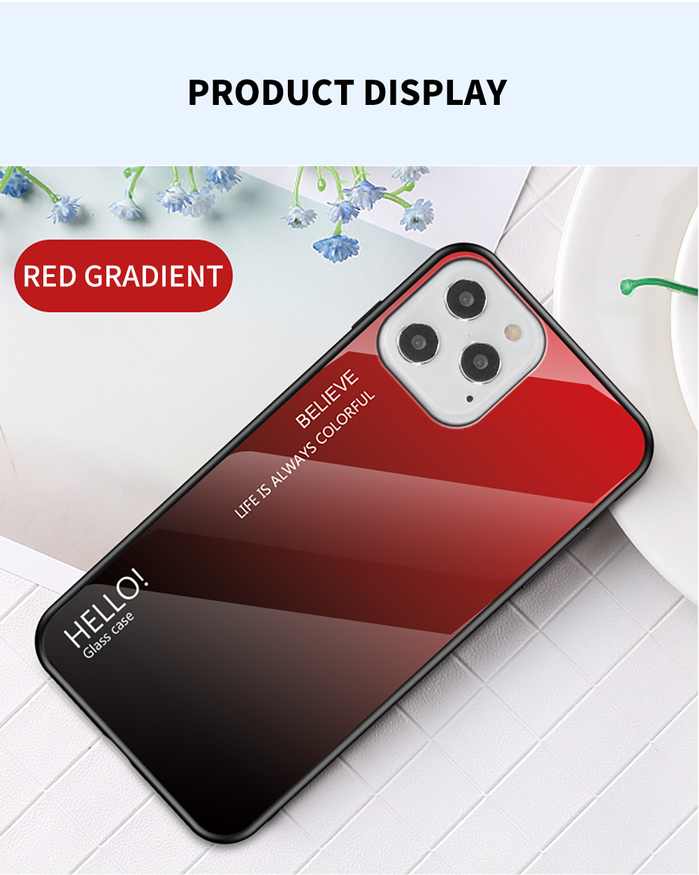 Verre Trempée du Gradient + Shell PC + TPU Pour Iphone 12 Pro / 12 - le Noir