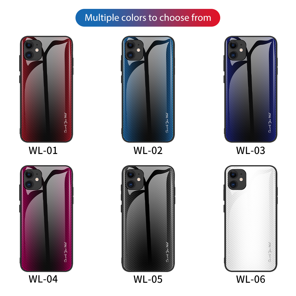 Verre de Texture en Fibre de Carbone Dos + Coque Combinée TPU Pour Iphone 12/12 Pro 6,1 Pouces - le Noir