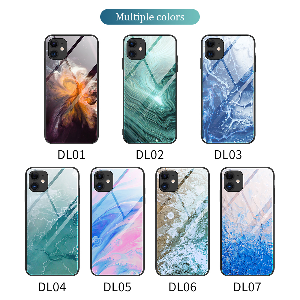 Textura de Mármol de Vidrio Templado + TPU Combo Combo Shell Para Iphone 12 Mini - Estilo A