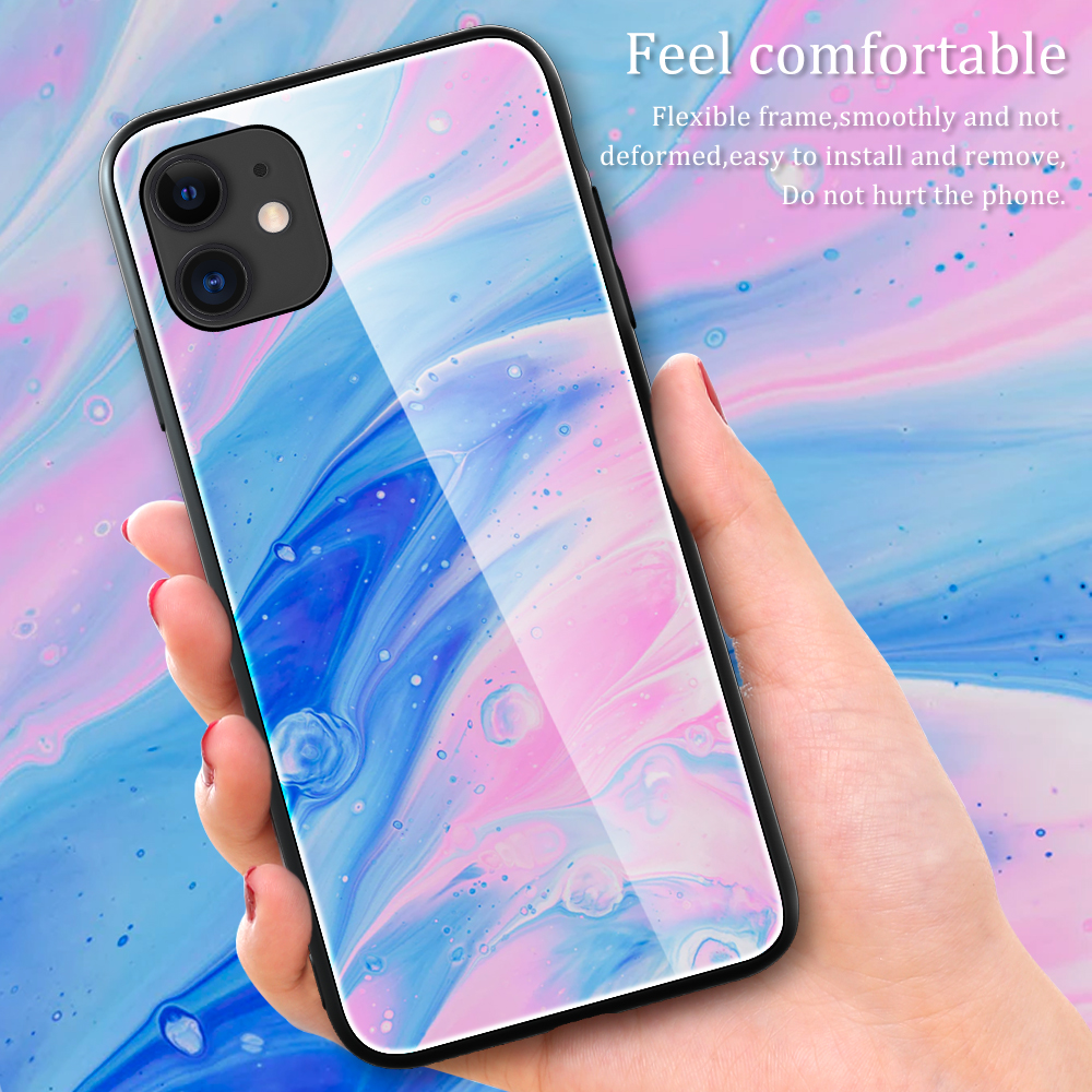 Textura de Mármol de Vidrio Templado + TPU Combo Combo Shell Para Iphone 12 Mini - Estilo A