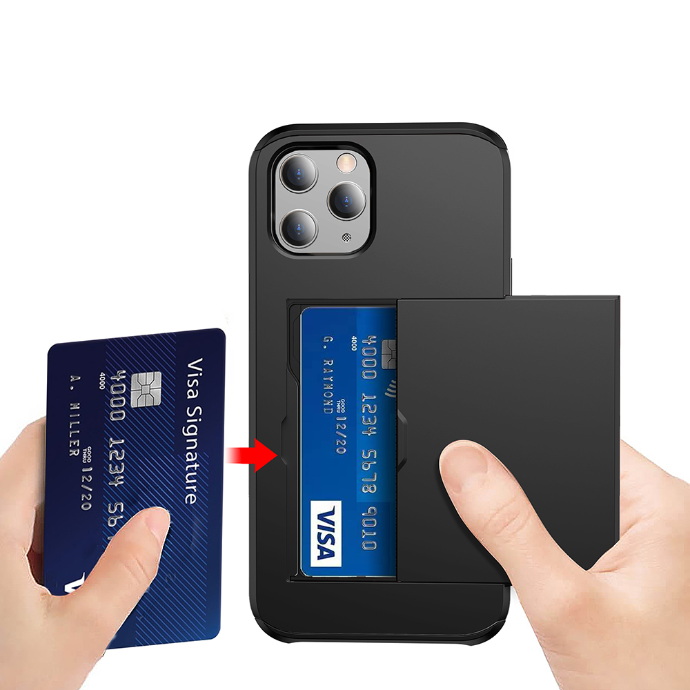 Slide Card Slot Plastic + TPU Combo -combo -hülle Für Iphone 12 Mini -handyzubehör - Grau