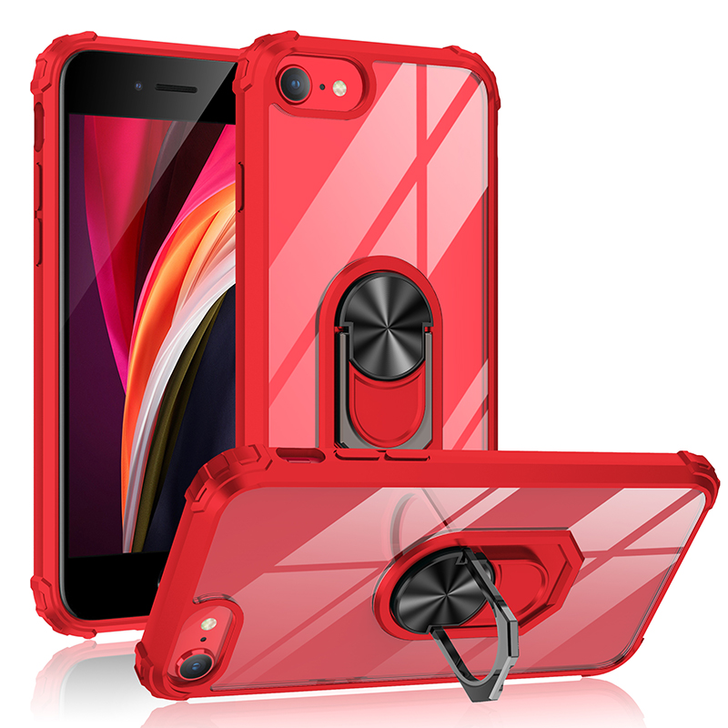 Hange Honder Kickstand Acrylic TPU Hybrid Cell Telephone Case Pour Iphone SE (2020) / SE (2022) / 7/8 4,7 Pouces - Rouge