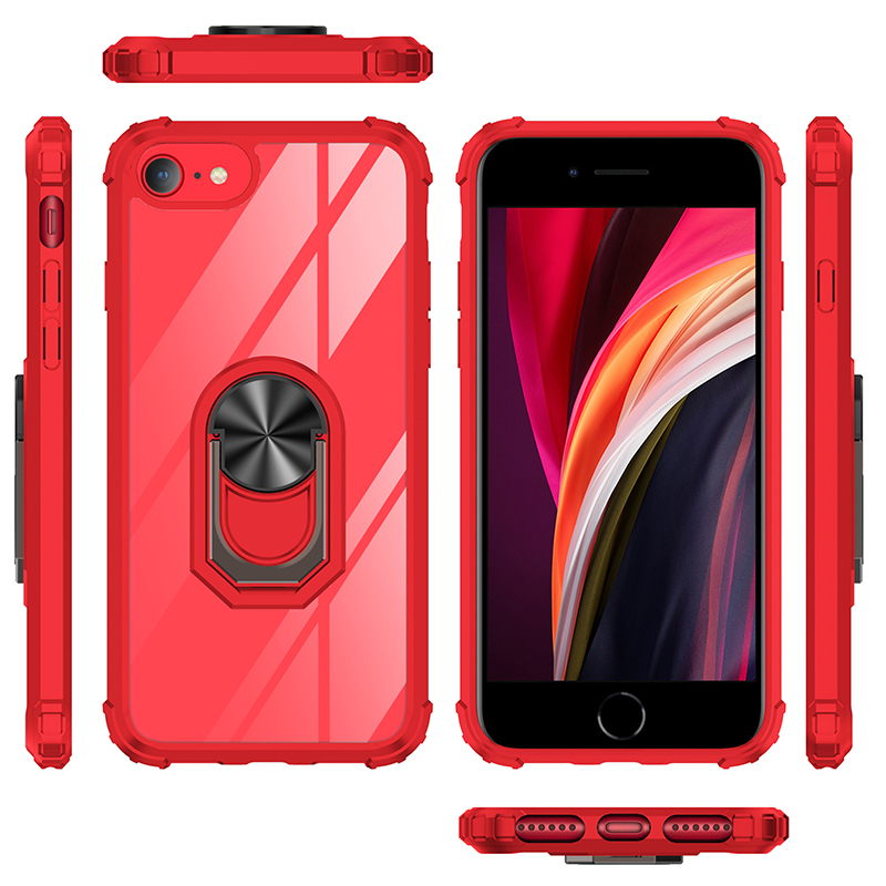 Ring Holder Kickstand Custodia Per Cellulare Ibrido Acrilico TPU Per Iphone SE (2020)/SE (2022)/7/8 4,7 Pollici - Rosso