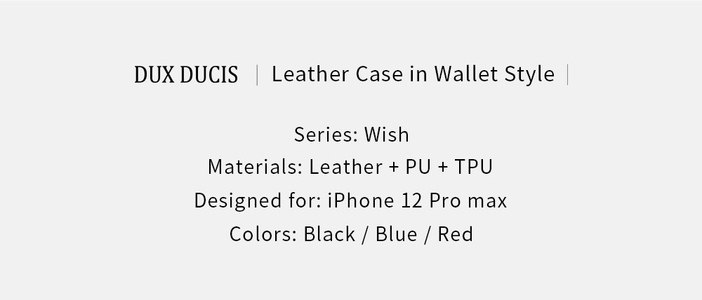 Dux Ducis Wish Serie Echtes Leder -telefongehäuse Mit Brieftasche Und Stand Für Iphone 12 Pro Max 6,7 Zoll - Schwarz