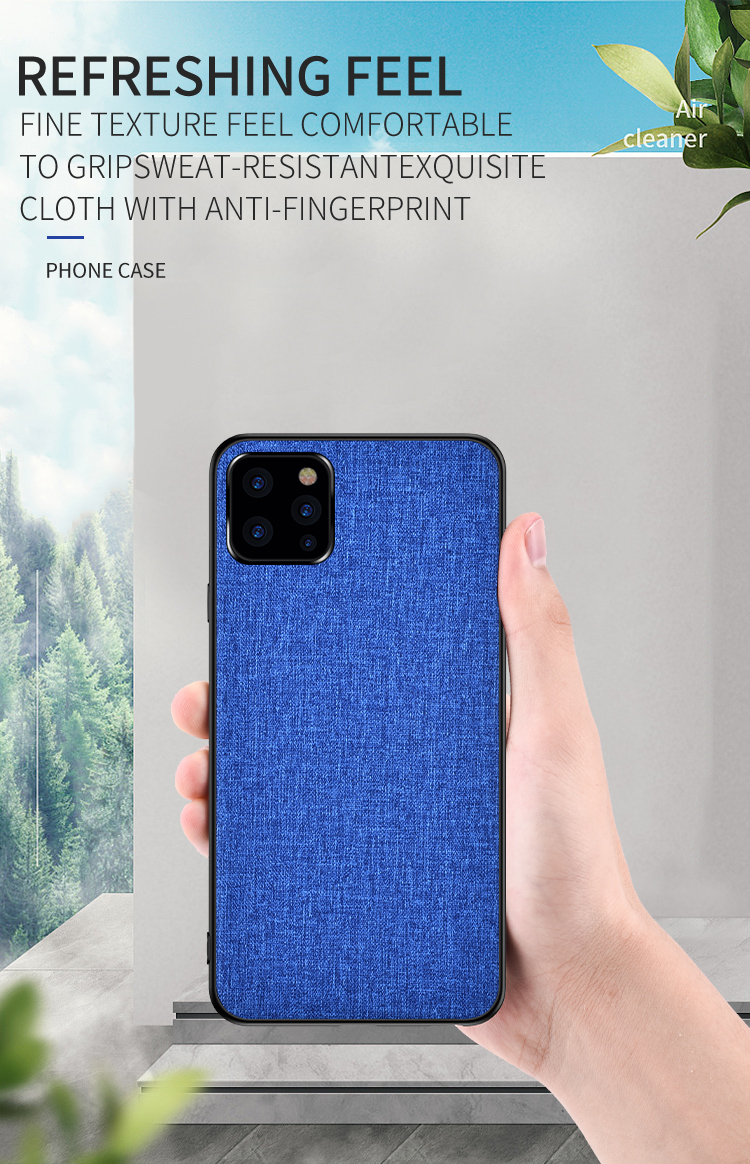 Texture en Tissu PC + Étui Hybride TPU Pour Iphone 12 Pro / 12 - le Noir