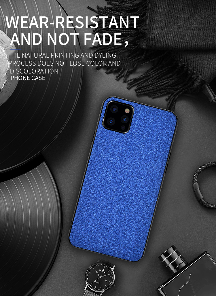 Texture en Tissu PC + Étui Hybride TPU Pour Iphone 12 Pro / 12 - le Noir