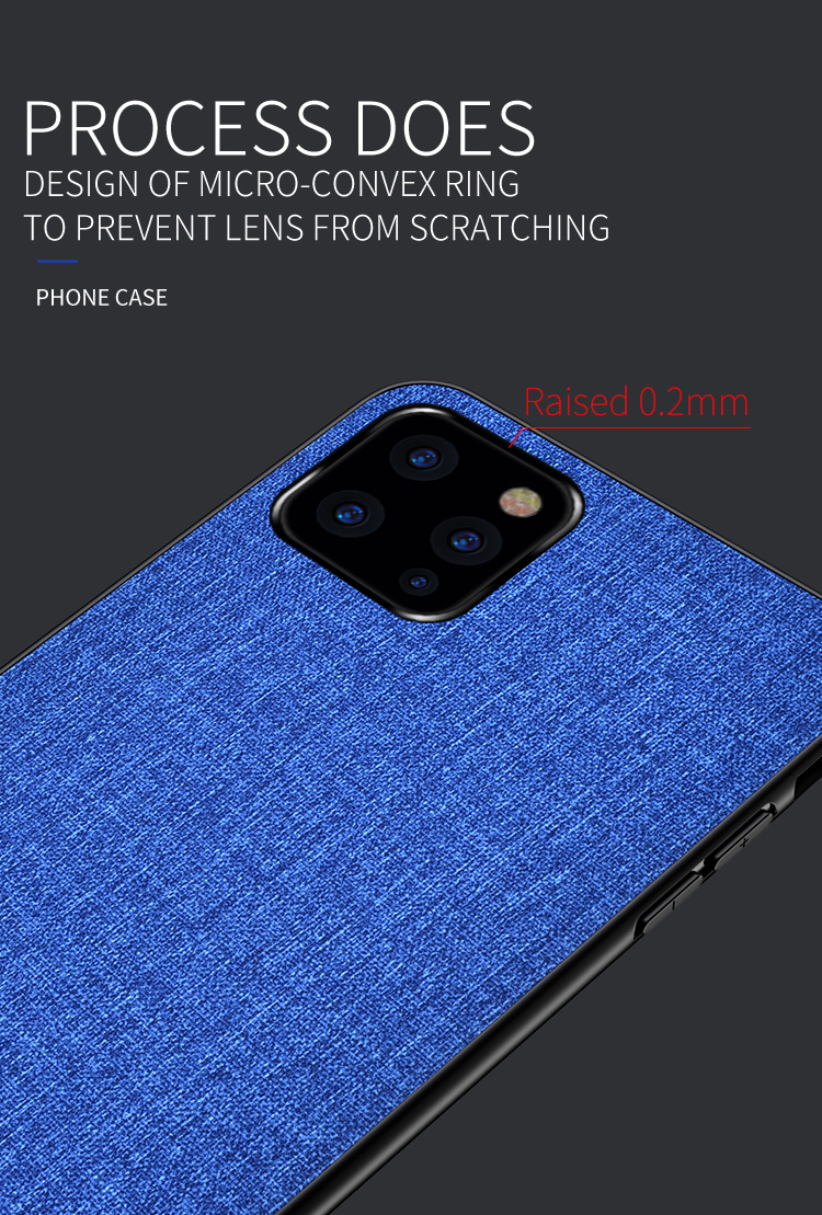 Texture en Tissu PC + Étui Hybride TPU Pour Iphone 12 Pro / 12 - le Noir