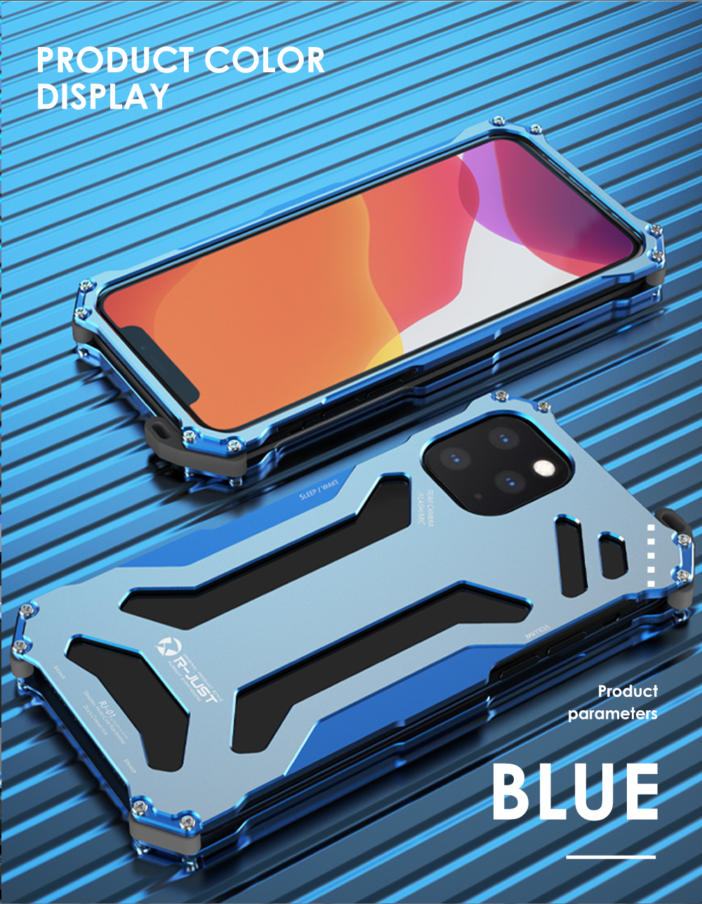 R-just Shock-resean Metal Cool Стильный Дизайн Мобильный Телефон Для Iphone 12 - Черный