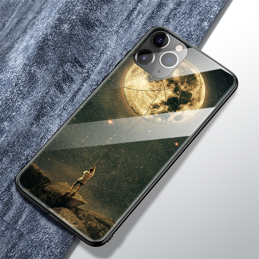 Glass Temprato di Stampa di Motivi + TPU Back Custodia Per Iphone 12 Pro Max 6,7 Pollici - Albero