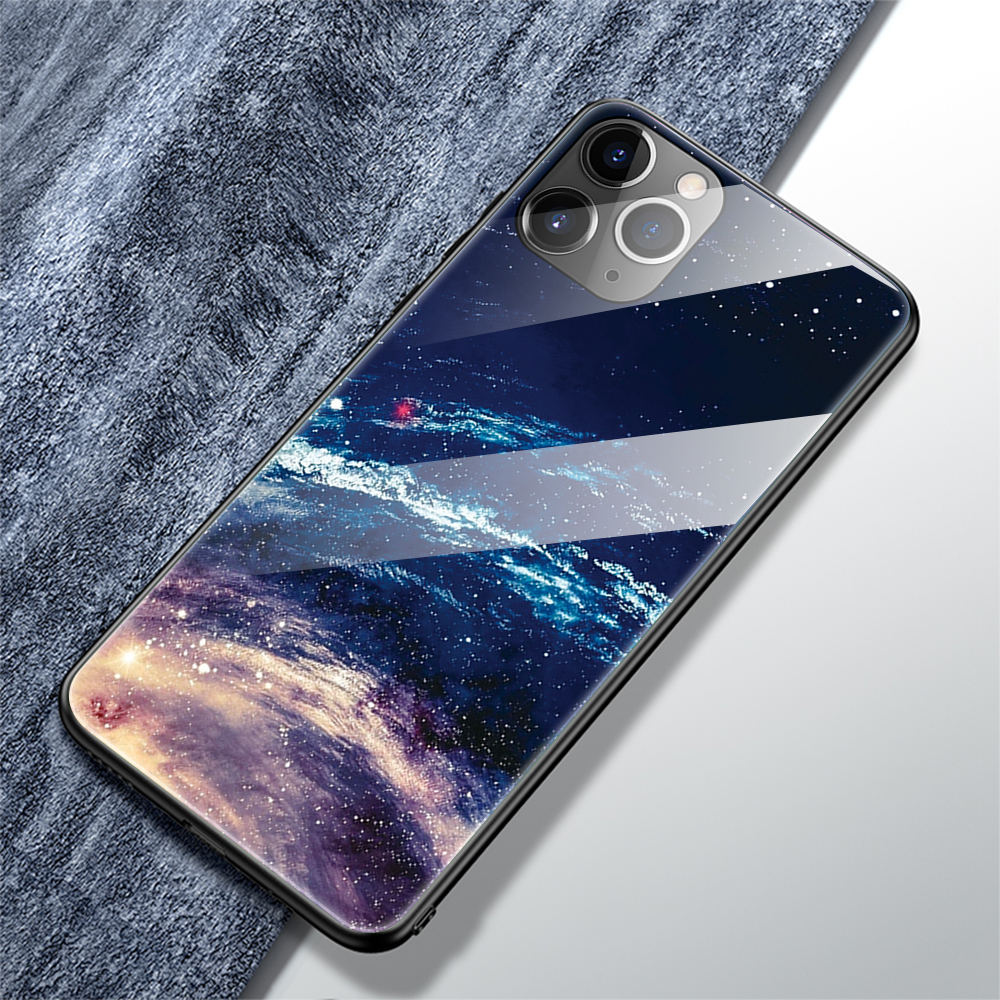 Glass Temprato di Stampa di Motivi + TPU Back Custodia Per Iphone 12 Pro Max 6,7 Pollici - Albero